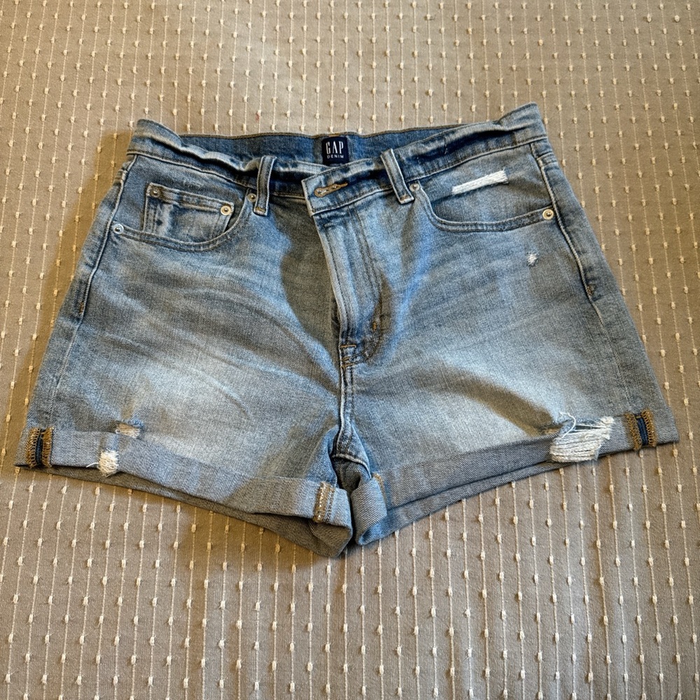GAP Blue Jean Shorts with Distressed Cuffed Design